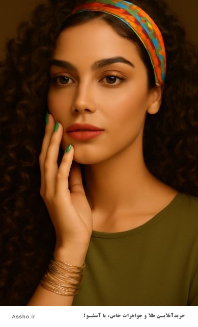 النگو آینه ای طرح دار باریک